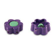 Tile bead Flower Purple-turquoise