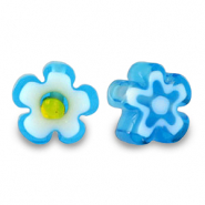 Millefiori-Glasperlen Flower Azure turquoise blue