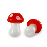 Glas Perlen Mushroom White-red