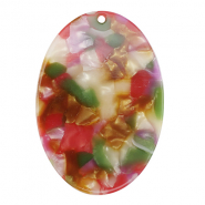 Anh&auml;nger aus Resin Oval Multicolor pink-green