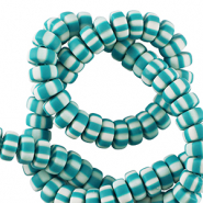 Perlen Polymer Rondelle 7mm White-baltic turquoise blue