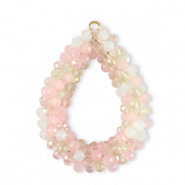 Facetten Perlen Anh&auml;nger Drop Multicolour Crystal-pink