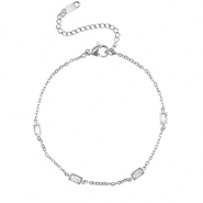 Stainless Steel - Rostfrei Stahl Armb&auml;nder Crystal Silver