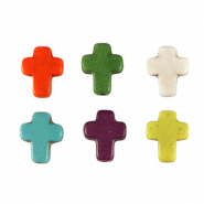Perlen Naturstein Howlit Cross Multicolour