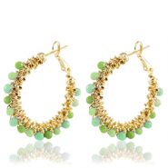 Stainless Steel - Rostfrei Stahl Ohrringe Facetten Green-gold