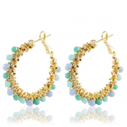 Stainless Steel - Rostfrei Stahl Ohrringe Facetten Blue-gold