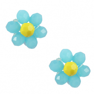 Facetten Perlen Anh&auml;nger Flower Sky blue-yellow