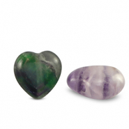 Perlen Naturstein Fluorit Heart&nbsp; Purple-green white