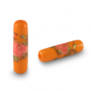 Glas Perlen Tube Flower Orange-rose red