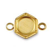 Geburtsstein Anh&auml;nger mit Fassung f&uuml;r SS16 Flatback Rostfreiem Stahl Gold