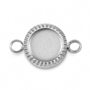 Geburtsstein Anh&auml;nger mit Fassung f&uuml;r SS16 Flatback Rostfreiem Stahl Silver