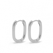 Zubeh&ouml;r Metall DQ Ohrringe Creolen Oval Silber (Nickelfrei)