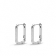 Zubeh&ouml;r Metall DQ Ohrringe Creolen Oval Silber (Nickelfrei)