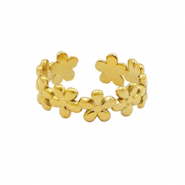 Stainless Steel - Rostfrei Stahl Ringe Flower Gold