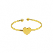 Stainless Steel - Rostfrei Stahl Ringe Heart Gold
