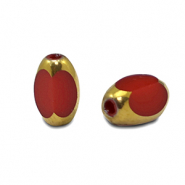 Oval Glas Perlen Facet Red-gold