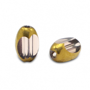 Oval Glas Perlen Facet Light aubergine purple transparent-gold