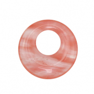 Anh&auml;nger Naturstein Glas Donut 30mm Pink-transparent