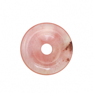 Anh&auml;nger Naturstein Glas Donut 25mm Pink-transparent