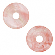 Anh&auml;nger Naturstein Glas Donut 20mm Pink-transparent