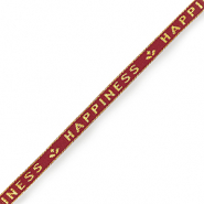 Schmucktextband "happiness" Bordeaux red-gold