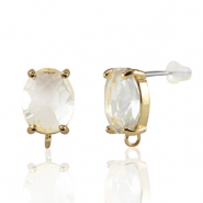 Ohrringe / Ohrstecker aus Glas mit &Ouml;se Oval Crystal-gold