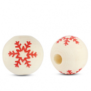 Holz Perlen 16mm rund Snowflake Natural-red