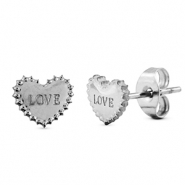 Ohrringe / Ohrstecker aus Stainless Steel - Rostfreiem Stahl heart Silver