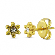 Ohrringe / Ohrstecker aus Stainless Steel - Rostfreiem Stahl flower Gold