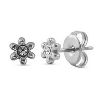 Ohrringe / Ohrstecker aus Stainless Steel - Rostfreiem Stahl flower Silver