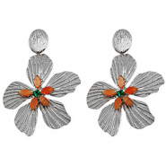 Stainless Steel - Rostfrei Stahl Ohrringe Flower Silver