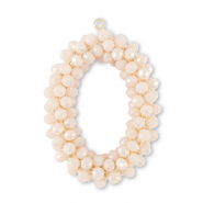 Facetten Perlen Anh&auml;nger Oval Vanilla white