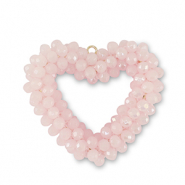Facetten Perlen Anh&auml;nger Heart Light pink