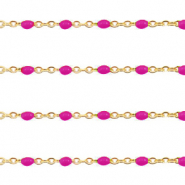 Zubeh&ouml;r aus Stainless Steel - Rostfreiem Stahl Gliederkette 1mm Magenta pink-gold
