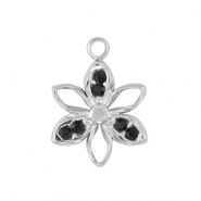Anh&auml;nger aus Stainless Steel - Rostfreiem Stahl flower Silver / Black