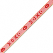 Schmucktextband "xoxo" Pink-red