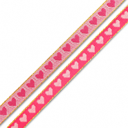 Schmucktextband Hearts Fuchsia-light pink