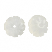 Perlen Naturstein Glas Flower Transparent white