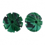 Perlen Naturstein Glas Flower Green-black