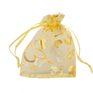 Organza Schmuck Beutel 9x12cm Heart Yellow-gold