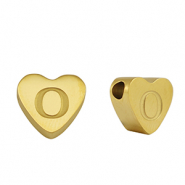 Perlen aus Stainless Steel - Rostfreiem Stahl Heart Buchstaben O Gold
