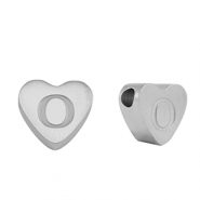 Perlen aus Stainless Steel - Rostfreiem Stahl Heart Buchstaben O Silver