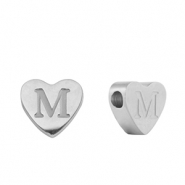 Perlen aus Stainless Steel - Rostfreiem Stahl Heart Buchstaben M Silver