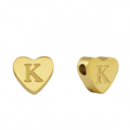 Perlen aus Stainless Steel - Rostfreiem Stahl Heart Buchstaben K Gold