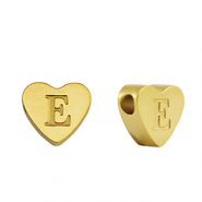Perlen aus Stainless Steel - Rostfreiem Stahl Heart Buchstaben E Gold