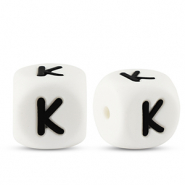 Buchstabenperlen aus Silikon K White-black