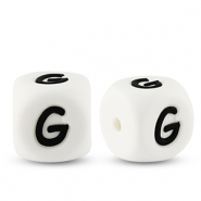 Buchstabenperlen aus Silikon G White-black