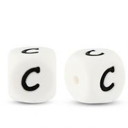 Buchstabenperlen aus Silikon C White-black