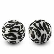 Silikonperlen 15mm runden Leopard Black-White