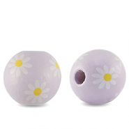 Holz Perlen 16mm rund Flower Lilac